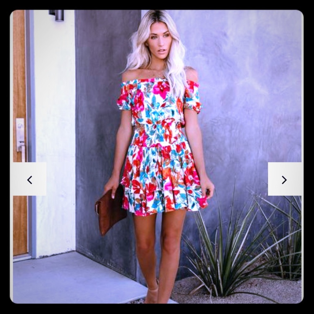 Costa Rica Floral Smocked Off The Shoulder Dress